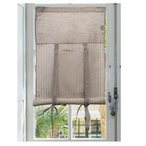 Autrefois Rideau enrouleur et brise bise 60 x 160 cm Lin Jules Lin brod&eacute; Voilage Broderie Style Charme Petit Rideau Fin