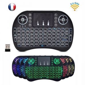 Clavier Mini sans Fil - MARQUEUNE - i8 - AZERTY - Touchpad - Rétroéclairé - Ergonomique