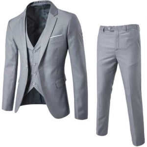 IEFIEL Costume Smoking Homme Slim Fit Smoking Business Gentleman Ensemble Formel Gilet Blazer Pantalon Mariage Affaire S-6XL