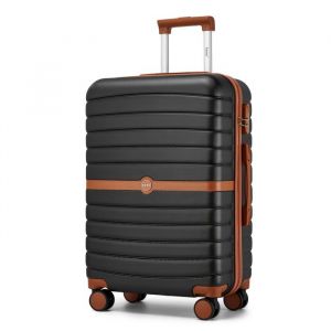 Kono Valise Rigide Moyenne Taille 66.5x45.5x25.5cm Valise de Voyage ABS+PC avec 4 roulettes et Serrure Trolley de Voyage 62L Noir