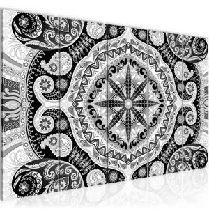 Runa art Tableau D&eacute;coration Murale Mandala Abstrait 200x80 cm - 5 Panneaux Deco Toile Pr&ecirc;t &agrave; Accrocher 506755c