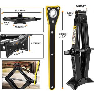 DAYPLUS 2000kg Cric Ciseau Cric de Lavage - Poignée de Manivelle Levage de 2 tonnes de Voiture
