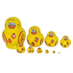Ensemble de 10 poup&eacute;es russes gigognes jouets Matriochka en bois peints &agrave; la main 10 poup&eacute;es russes gigognes jaunes en bois Label