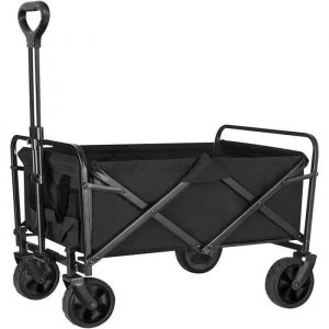 Chariot De Jardin  Chariot De Transport Pliable 4 Roues Brouette Tout Terrainla plage le camping le sport et les courses-noir