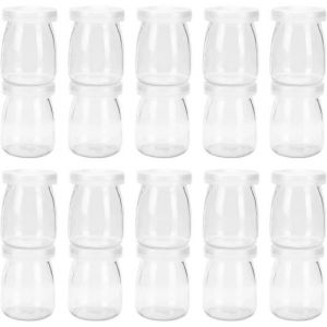 20PCS Yaourt Pots Pudding Clair Bocaux en Verre avec Couvercles en Verre De Gelée Conteneurs Miel Yogourt Faire 100Ml