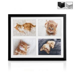 bomoe Multi Cadre Photo p&ecirc;le-m&ecirc;le Mural - pour 4 Photos (4X 10x15cm) - Dimension : 375x30x25cm - Noir - D&eacute;coration Murale