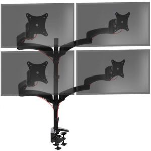 Duronic DM454 Support quadruple 4 écrans PC pour bureau à pince - Gestion des câbles intégrés