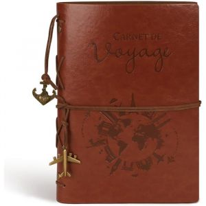 Carnet de Note Cuir A5 Journal &agrave; Spirale Rechargeable Vintage Carnet de Voyage Brun R&eacute;tro Agenda Croquis Dessin Cadeau pour