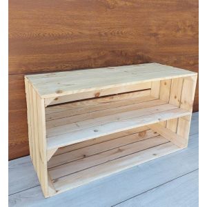 Caisse bois - PYXIDAS - Caisses avec 1 longue étagère - 75x40x30 cm - Lot de 1 - Naturel