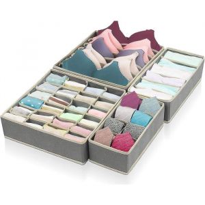 Bo&icirc;te pliante en tissu pour rangement de sous-v&ecirc;tements soutiens-gorge chaussettes et lingerie Label