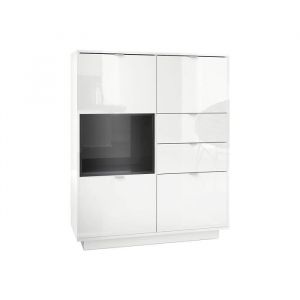 Buffet haut laqué blanc et noir - MPC - 4 portes - 2 tiroirs - Softclose