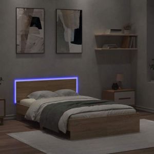 RemiseLit 2 personnes Cadre de lit Double avec tête de lit et LED chêne sonoma 120 x 190 cm JILIMAISON2025 77337763