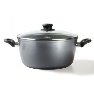 STONELINE® Casserole XXXL 32 cm - Faitout avec Couvercle en Verre - Induction et Four - Revêtement Antiadhésif - Couleur Gris