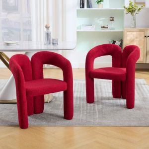 Fauteuil de salon - Pieds en Forme dÉléphant Dossier Enveloppant Chaises de Salle à Manger Design Moderne Rouge - Lot de 2