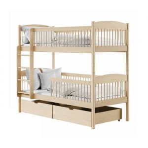 Lit superposé enfant - Avec 2 tiroirs - Taille de couchage 80x180 cm - Lit enfant -  Autres tailles 90x190 / 90x200 - Bois clair