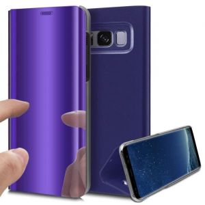Coque Etui Housse Samsung Galaxy S8Clear View Etui à Rabat Cover Flip Case Miroir Antichoc Coque pour Samsung Galaxy S8 violet