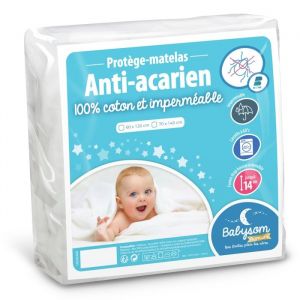 Babysom - Protège Matelas Bébé Anti-acarien - 60x120 cm  Alèse imperméable Souple et Silencieuse  Bouclette 100% Coton  Oeko-Tex®