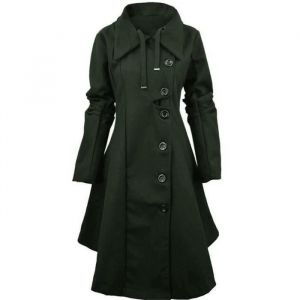 Funmoon    Manteau Laine pour Femme Trench-coat Manches Longues &Eacute;paise avec Ourlet Asym&eacute;trique Chaud Hiver S-5XL Vert Arm&eacute;e