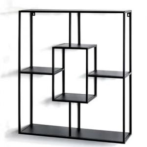Etagère murale en métal laqué noir - Longueur 60 x Hauteur 70 x Profondeur 18 cm