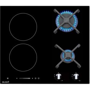 Plaque de cuisson mixte gaz et induction 4 foyers - 2 gaz et 2 induction avec booster - 6900 Watts - Grilles fontes
