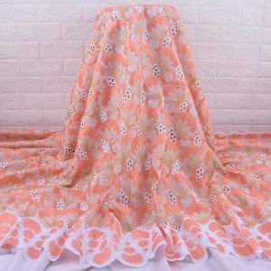 TissusZhenguiru nouveaut&eacute; coton fleur tissu africain broderie suisse Voile tissu diamant brillant nig&eacute;rian tissu pour - Type Rose