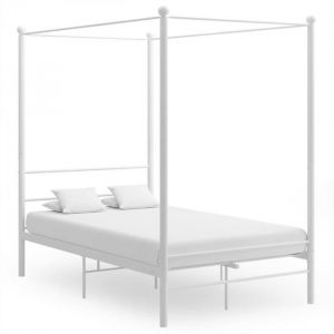 Lit supersleep - Cadre de lit à baldaquin Blanc Métal 140x200 cm 208x146x201 cm