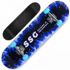 MIPAN. Planche de Skate complète en Bois dérable Longboards dextérieur pour Adolescents Adultes débutants Skateboard - Bleu