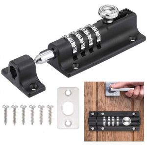 Serrure de porte combin&eacute;eVerrou coulissant inviolable Verrou de porte haute s&eacute;curit&eacute; pour la maison et le garage (noir)OUYLAF