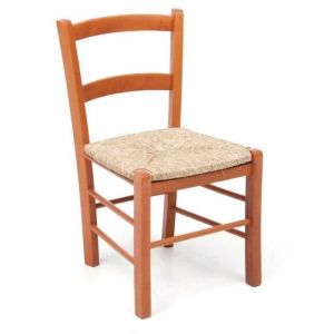 Chaise en bois assise en paille MEZZANA Cerisier - Mezzana - Mezzana Bassa - Marron - Adulte