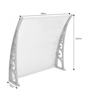 Yipeema Auvent de Porte Marquise dAccueil Transparent en Polycarbonate - Contre La Pluie et UV - 100 x 60 cm