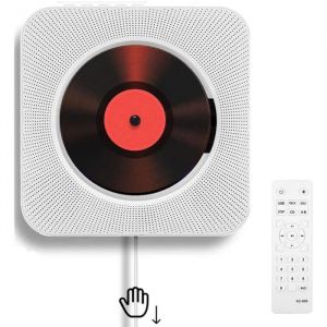 Lecteur CD Portable Bluetooth Montage Mural Haut-parleurs HiFi intégrés Home Audio Boombox avec télécommande Radio FM USB Prise