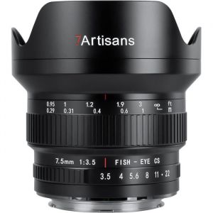 Objectif fisheye 7artisans MF 7.5mm F3.5 APS-C Ultra Grand Angle 205&deg; Canon EF