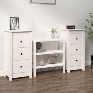 Buffet de Salle à Manger 40x35x80 cm 2 pcs Buffet Cuisine Rangement Meubles de Salon Petit Buffet Bas Bois massif de Pin Blanc