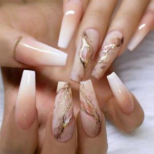 Ongles artificiels Ongles portables avec motif d&eacute;grad&eacute; et marbr&eacute;. Ongles portables. Patch &agrave; ongles portable. Patch &agrave; ongles port