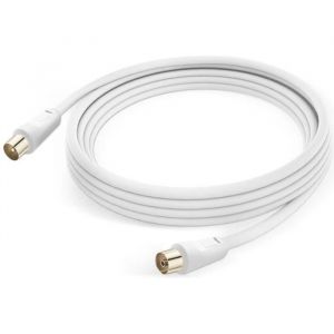 Câble Antenne TV - LinQ - Mâle Femelle - 3m - Coaxial 9.5mm - PVC Blanc