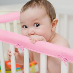 3PCS Protection de Rail de BerceauProtège-Bords de Lit Bébé Protection de Dentition pour Bébé Rails de Lit Souples Protection(Rose