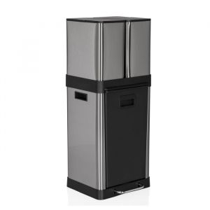 Poubelle - hjh OFFICE - CLEAN 3 - Argent - Inox