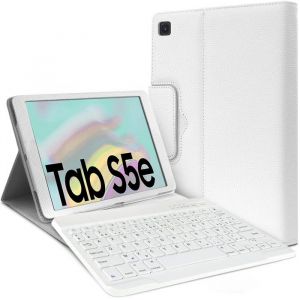 Étui de Protection Blanc avec Clavier Bluetooth Azerty Français pour Samsung Galaxy Tab S5e 10.5 SM-T720