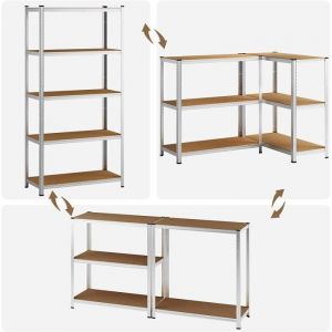 &Eacute;tag&egrave;re charge lourde m&eacute;tallique de rangement modulable 200x100x50cm max 875 kg 5 tablettes acier-MDF rangement garage atelier cave