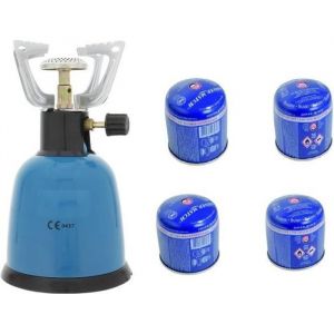 Réchaud à gaz de camping + 4 Capsule GAZ 190g Butane - Réchaud Camping Montagne Recharge Cuisine