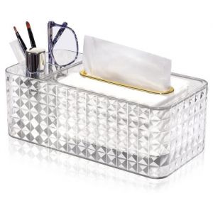 Boîte à mouchoirs et organisateur de bureau boîte à mouchoirs rectangulaire transparent