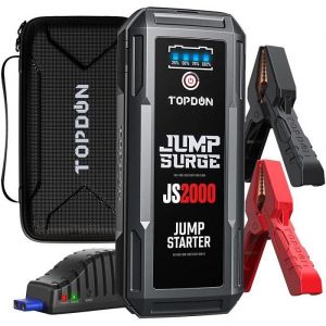 TOPDON JS2000 Booster de Batterie AUTO 2000Amp 16000mAh booster de démarrage voiture pour Les Autos jusqu'à 8L Diesel et 6L