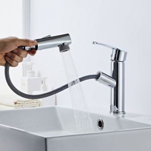 Robinet de Lavabo Avec Douchette Extractible - Mitigeur de Salle de Bain Avec 2 Modes de Pulvérisation Chaud et Froid