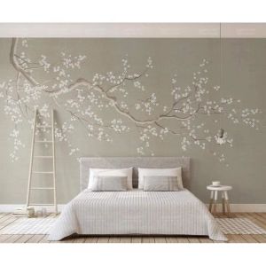 Papier Peint 3D Minimalisme De Fleur De Prunier Zen Peint Murales Papier peint Intiss&eacute; Chambre Salon Decoration-250x175cm