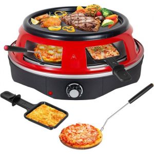 Four à pizza électrique 3 en 1 - SVATV - 6 personnes - 1200W - 6 mini pelles pizza - 6 poêles fromage