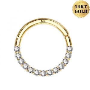 OUFER 14K Carats Or Piercing Nez Anneau avec CZ Piercing Oreille Cartilage Hoop Piercing Helix Anneau Septum Bijoux Piercing 16G 8mm