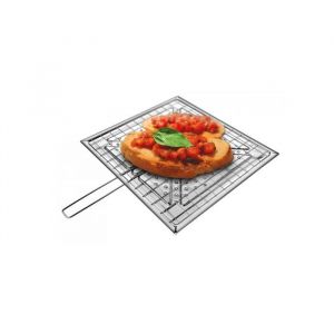Bruschettiera - IPAC - 25x25 cm - Acier inox - Manche amovible - Pour feux gaz