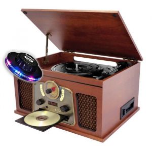 Chaîne Hifi INOVALLEY RETRO10E-BTH-N vinyle avec Fonction encoding, Bluetooth, CD, K7 Audio, FM, USB, Jeu de lumière OVNI LED