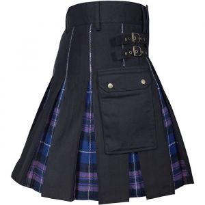 Kilt écossais pour homme - Traditionnel écossais - Noir - Denim - Tartan irlandais - Kilt moderne - Violet/Noir