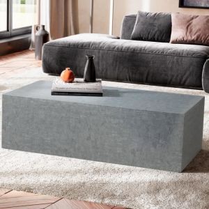 FineBuy Table Basse MONOBLOC Aspect B&eacute;ton Gris Table de Salon Moderne Cube [100 cm]